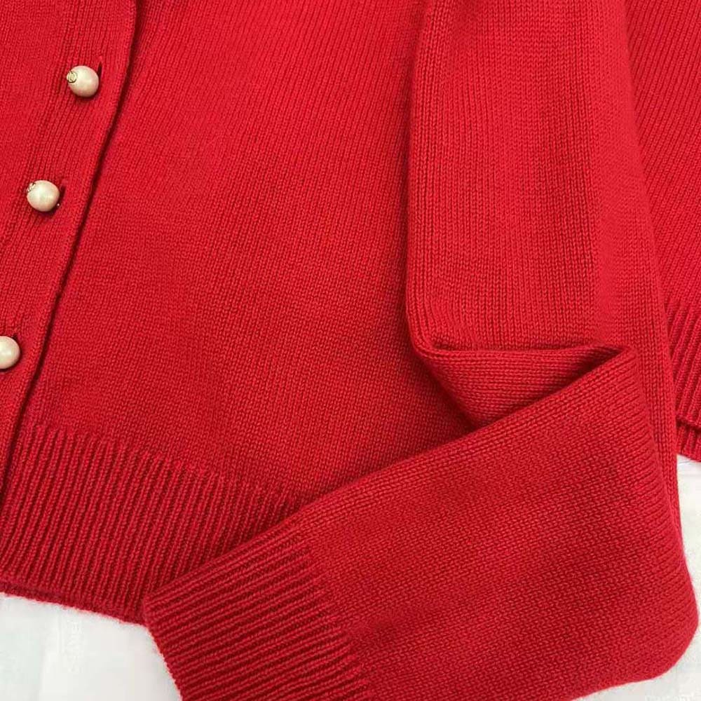 ÁO Dior Women Twin-set Amaryllis Red Cashmere Knit