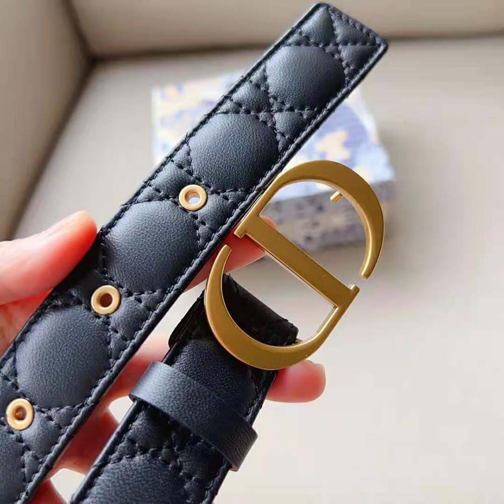 DÂY LƯNG Dior Women 30 Montaigne Belt Black Cannage Calfskin 30 MM