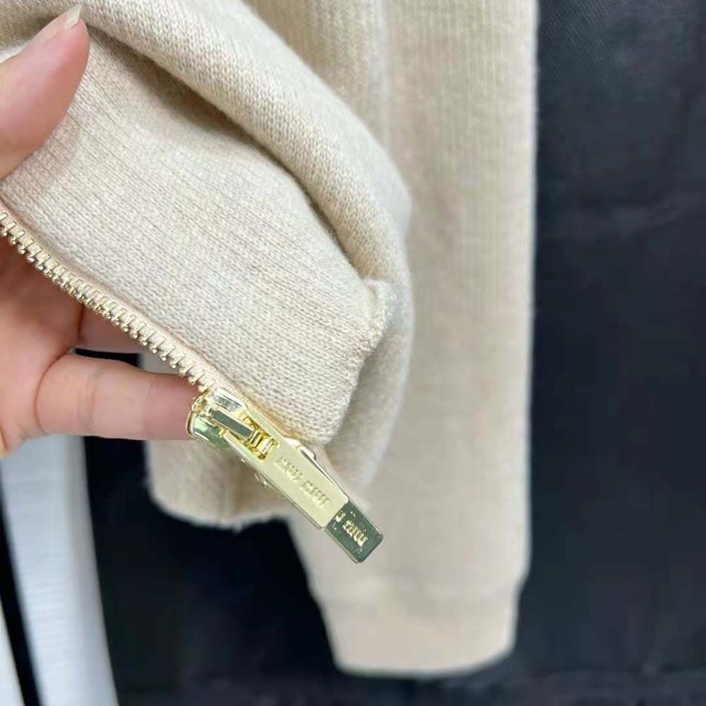 ÁO Miu Miu Women Wool and Cashmere Hoodie Jacket