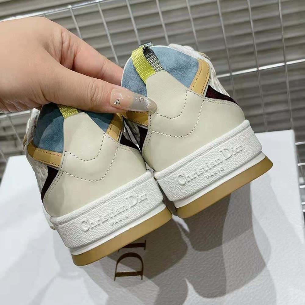 GIÀY Dior Women One Sneaker White Dior Oblique Perforated Calfskin and Multicolor Suede Calfskin