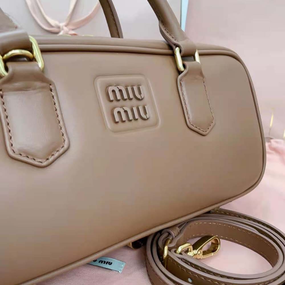 TÚI Miu Miu Women Arcadie Leather Bag-Brown