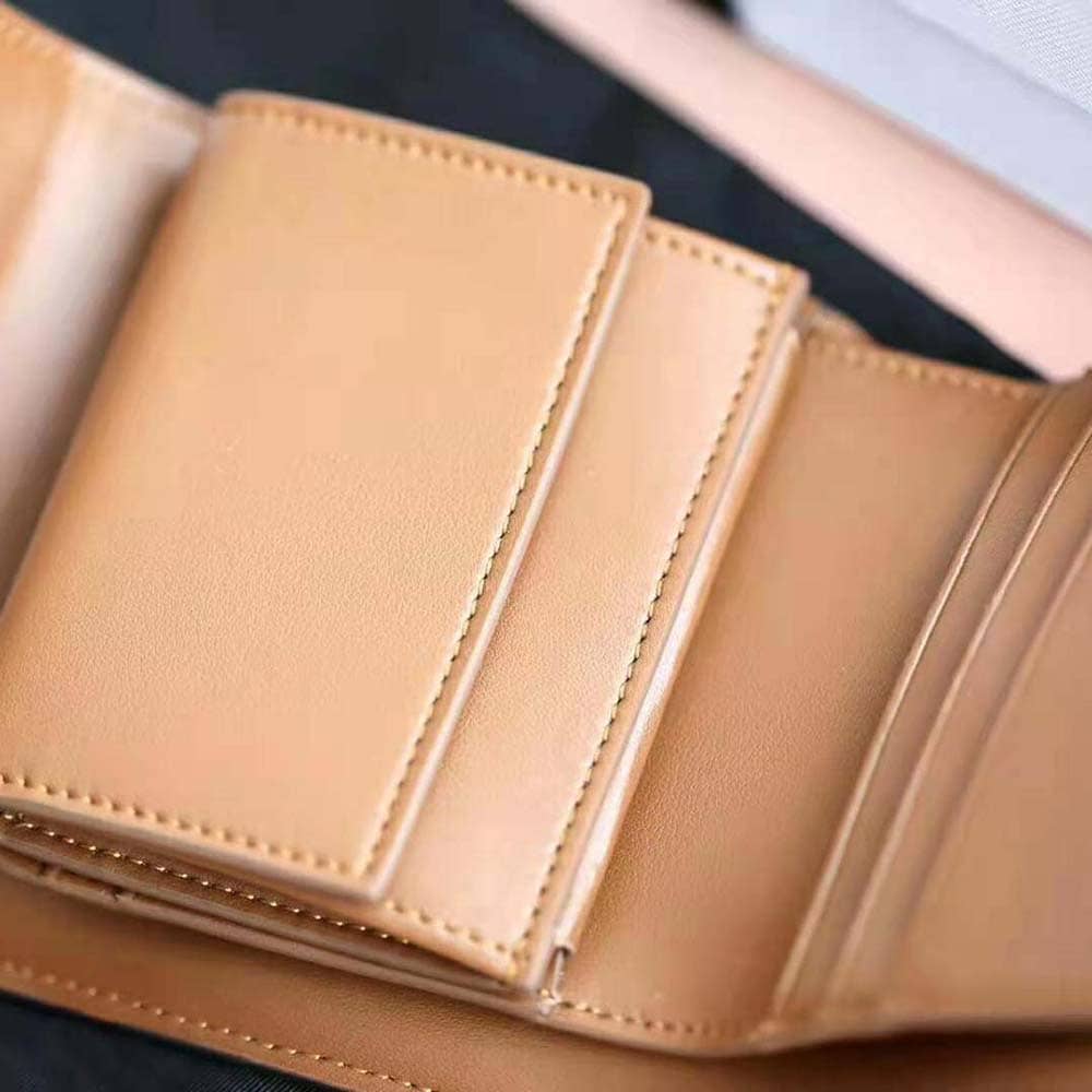 Ví Celine Women Small Triomphe Wallet in Textile and Calfskin-Brown