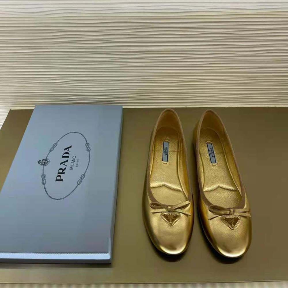 GIÀY Prada Women Nappa Leather Ballerinas-Gold