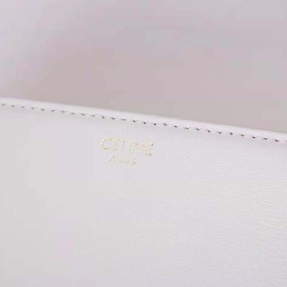 TÚI Celine Women Medium Triomphe Bag in Shiny Calfskin-White