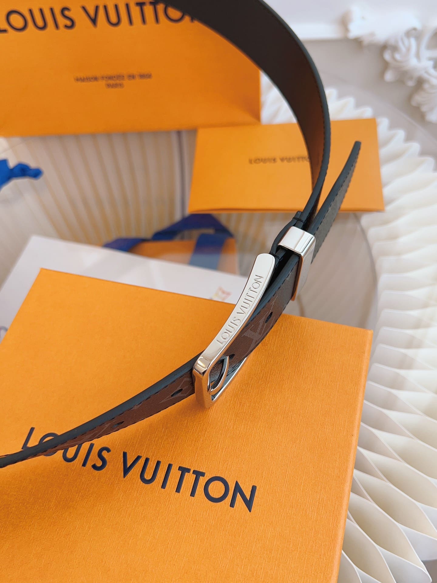 DÂY LƯNG LOUIS VUITTON BLACK MONOGRAM LEATHER Khóa bạc