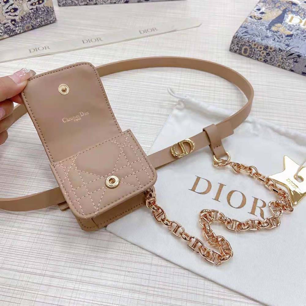 DÂY LƯNG Dior Women Caro Belt with Removable Pouch Black Smooth Calfskin and Cannage Calfskin 15 MM