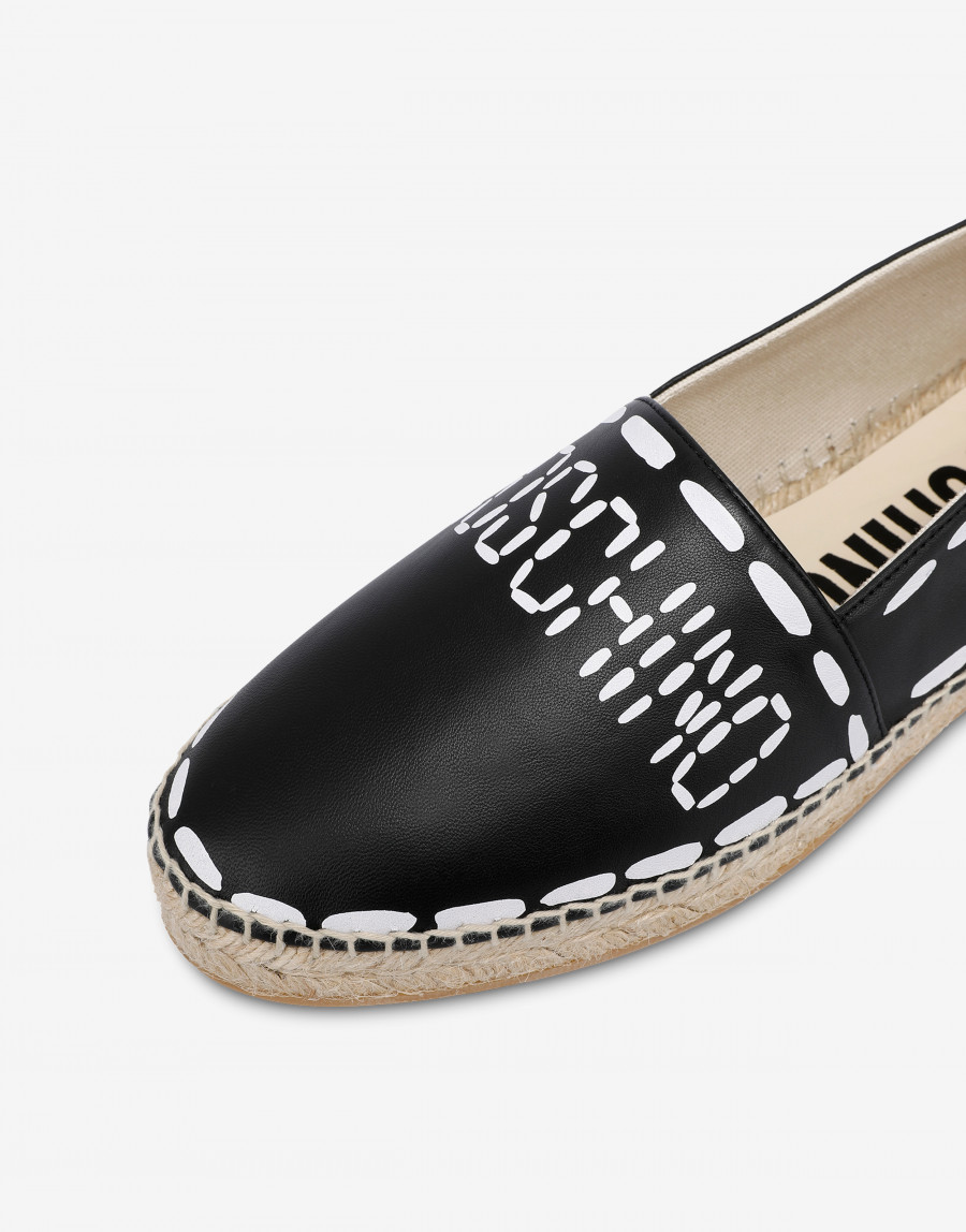 GIÀY MOSCHINO LEATHER ESPADRILLES WITH STITCHING LOGO