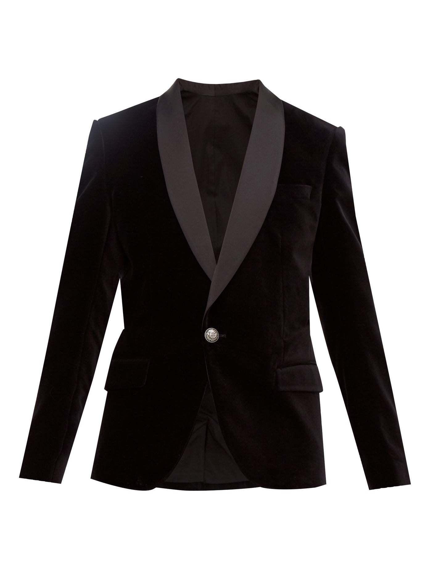 ÁO BALMAIN Satin-collar single-breasted velvet blazer