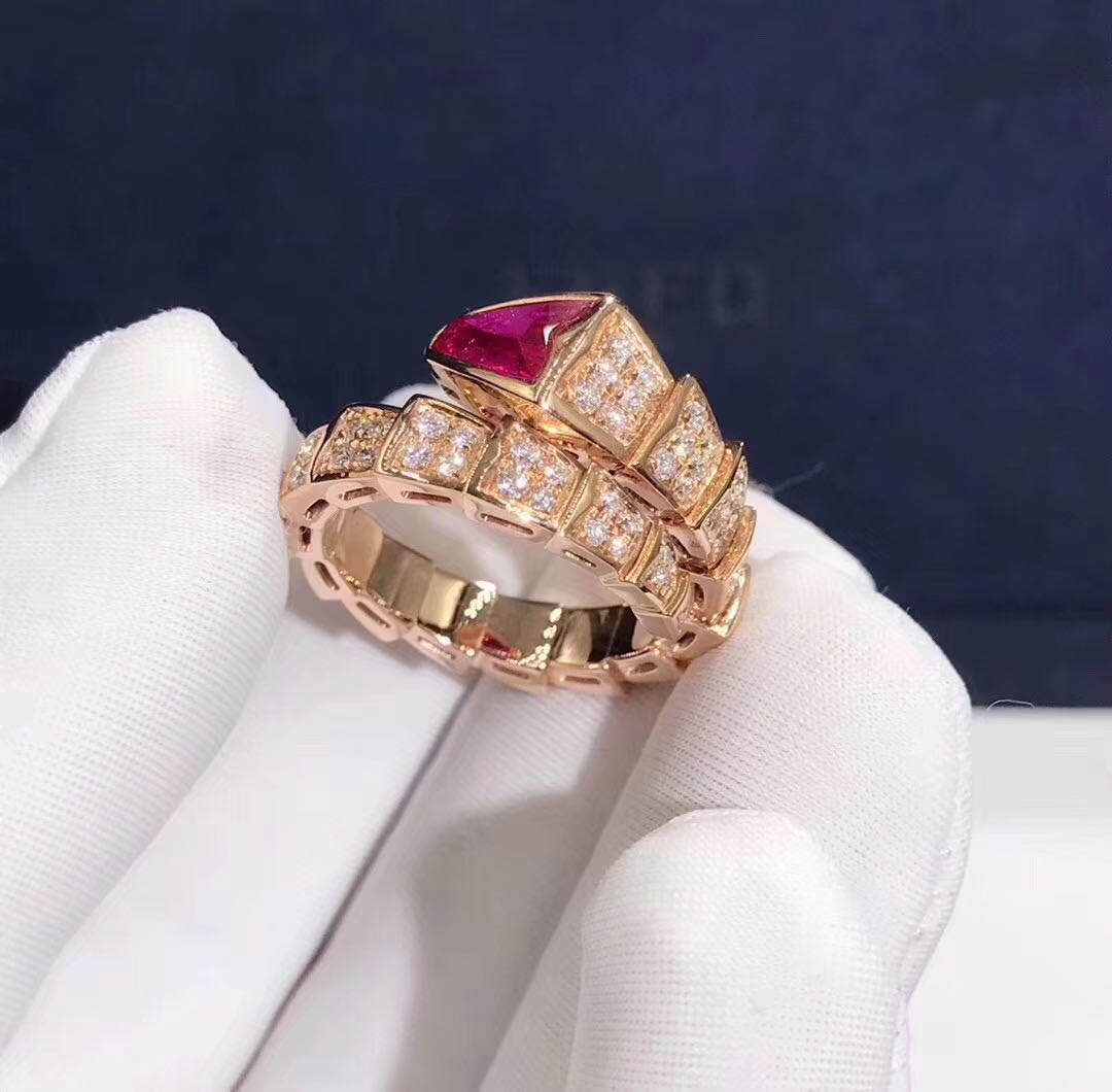 NHẪN BVLGARI Serpenti 18kt white gold diamonds