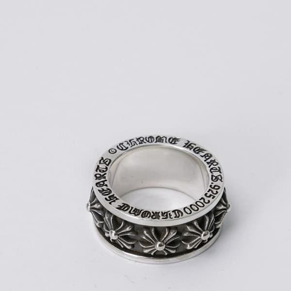NHẪN CHROME HEARTS HOA VĂN HÌNH THÁNH GIÁ Bạc S925