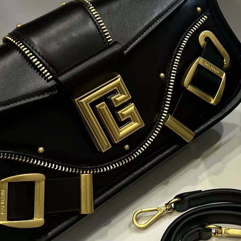 TÚI Balmain Women Blaze Clutch Bag in Smooth Leather-Black
