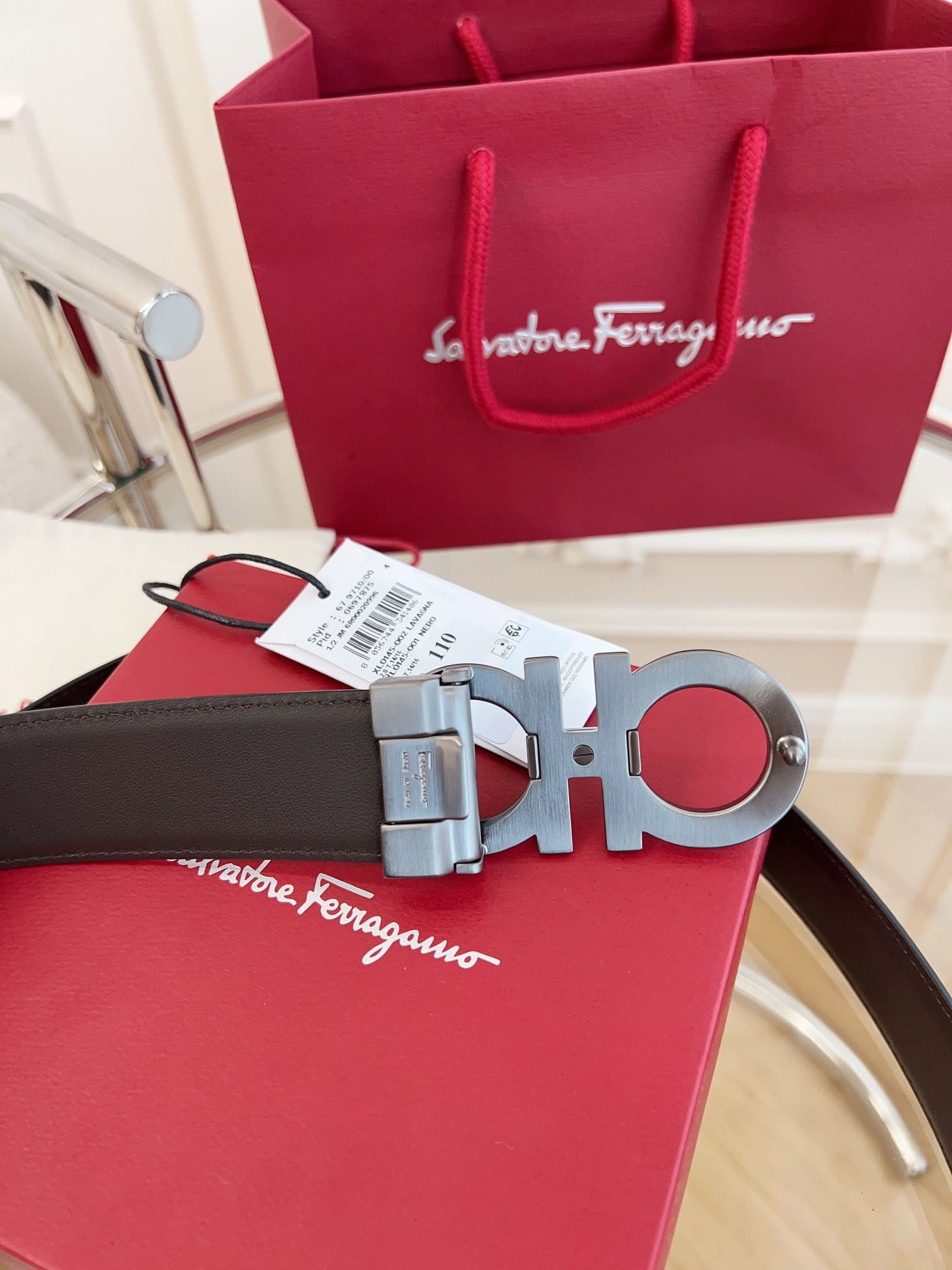 DÂY LƯNG Salvatore Ferragamo Adjustable Gancini Belt Khóa bạc