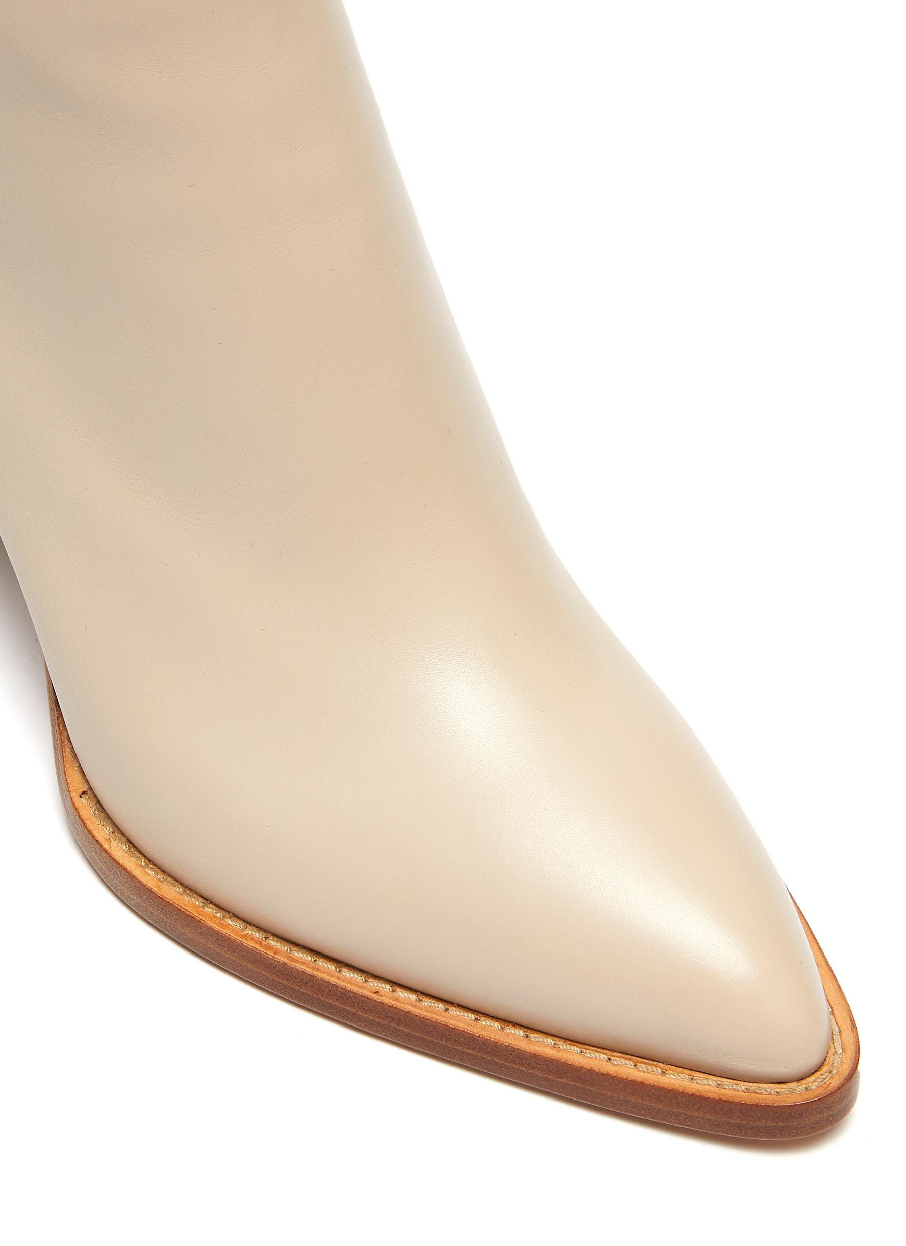 GIÀY GIANVITO ROSSI RIVER' POINT TOE CALFSKIN LEATHER ANKLE BOOTS