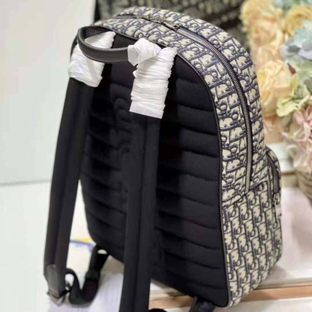 BALO Dior Men Safari Backpack Beige and Black Dior Oblique Jacquard