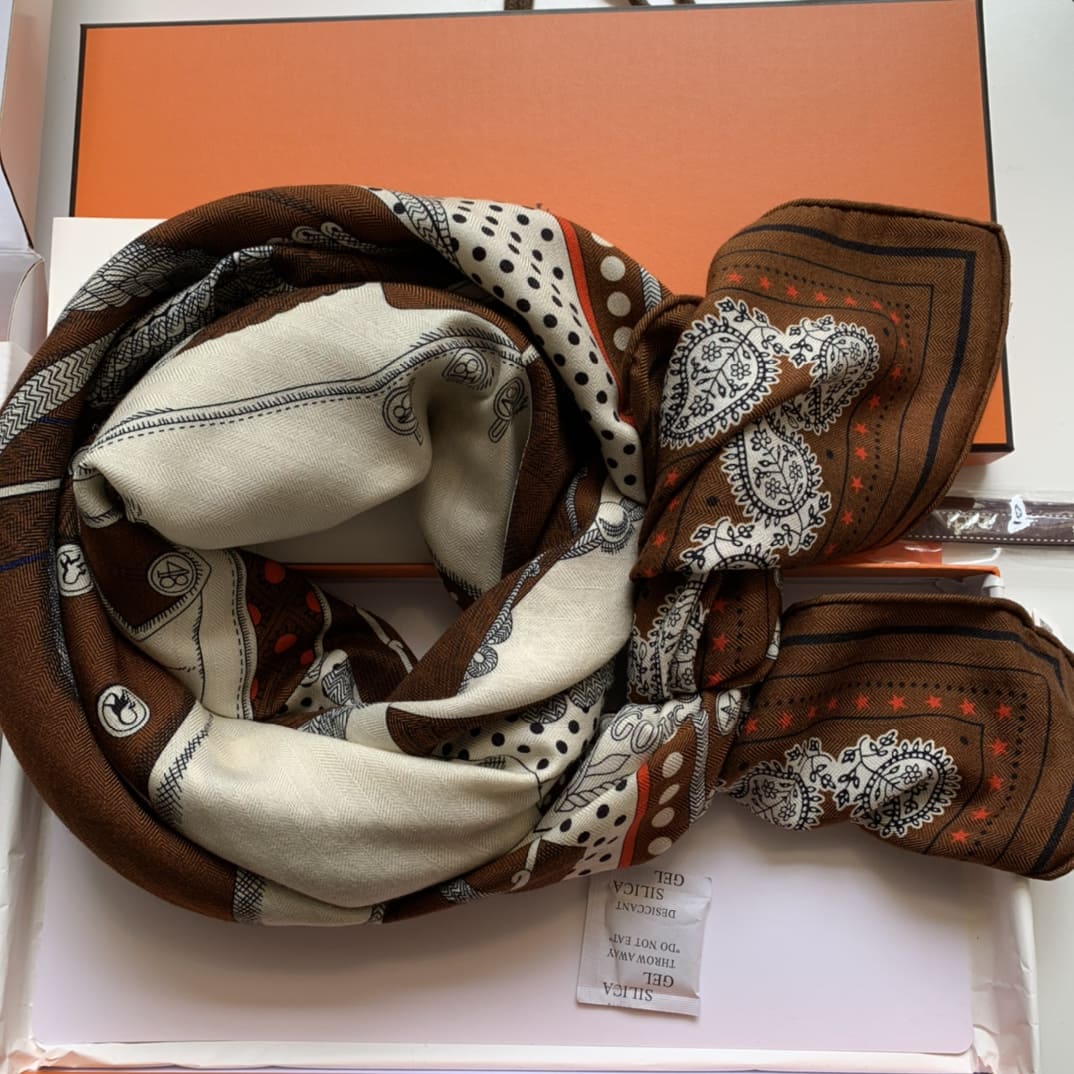 KHĂN HERMES H Family cashmere scarf