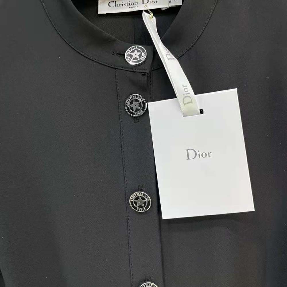 VÁY Dior Women Short Flared Dress Black Wool and Silk