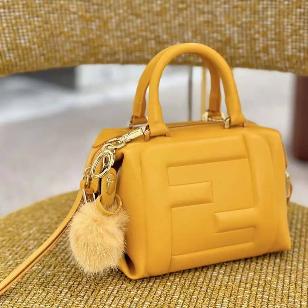 TÚI Fendi Women Nappa FF Mini Cube - Màu cam da cừu