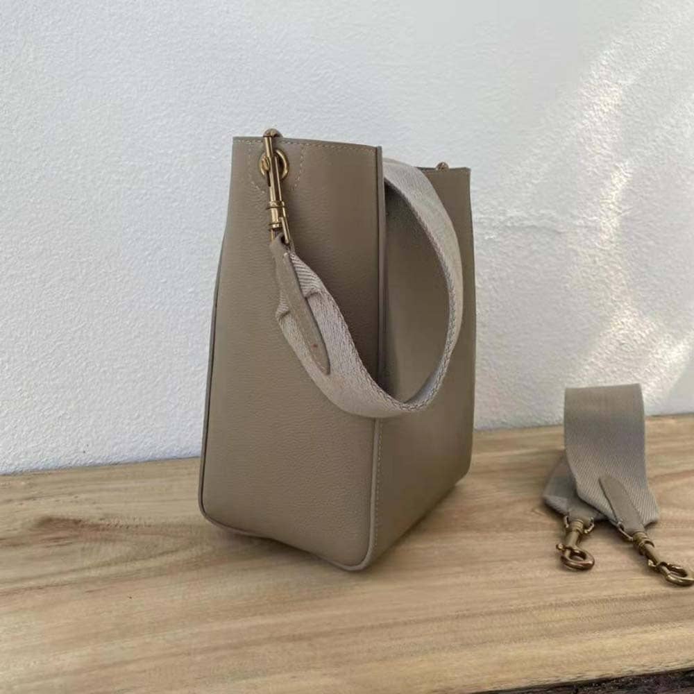 TÚI Celine Women Sangle Small Bucket Bag in Soft Grained Calfskin-Brown