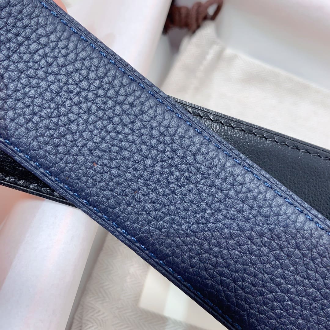 DÂY LƯNG HERMES Horseshoe Togo leather hai mặt khóa đen