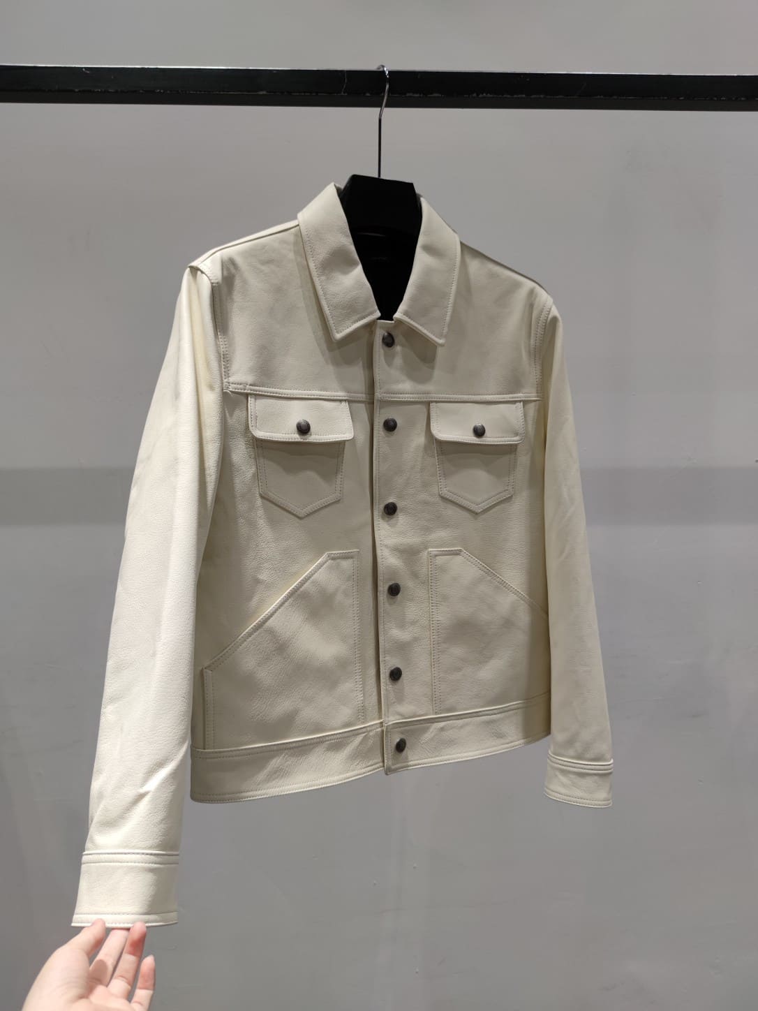 ÁO TOM FORD WHITE LEATHER JACKET