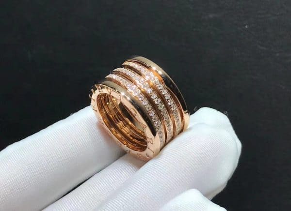 Nhẫn Bulgari B.Zero1 Bốn Hàng Kim Cương Vàng Hồng 18K (Liên hệ để biết giá)
