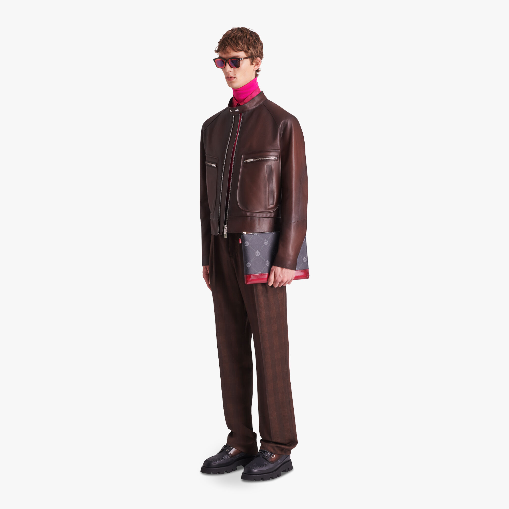 ÁO BERLUTI Patina EBANO leather jacket SS2021