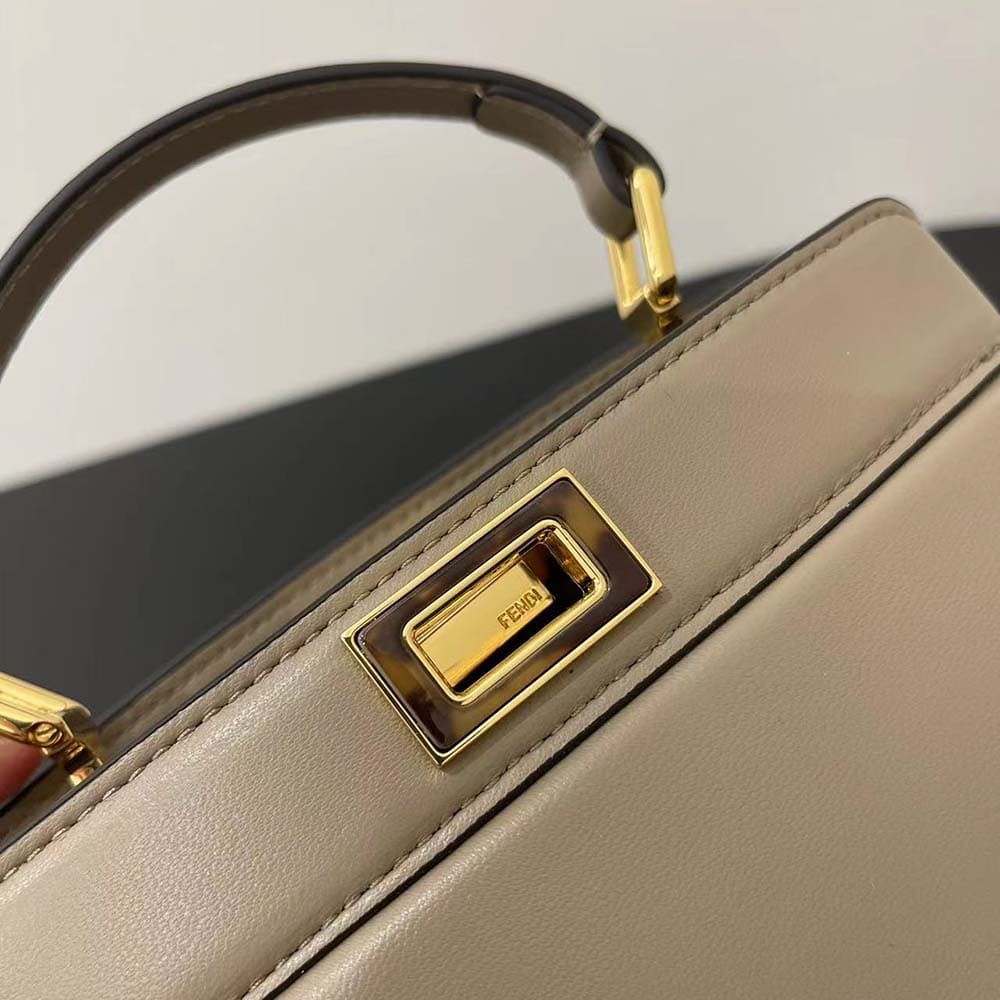 TÚI Fendi Women Peekaboo ISeeU Petite Light Gray Padded Nappa Leather Bag