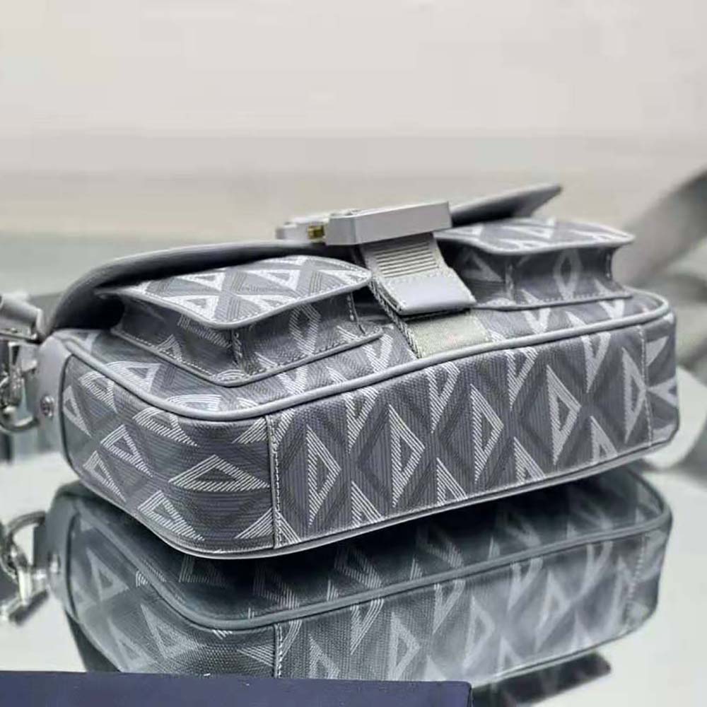 TÚI DIOR Gray CD Diamond Canvas and Smooth Calfskin