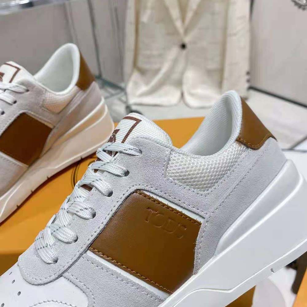 GIÀY TODS Unisex Sneakers in Suede and Smooth Leather-Brown