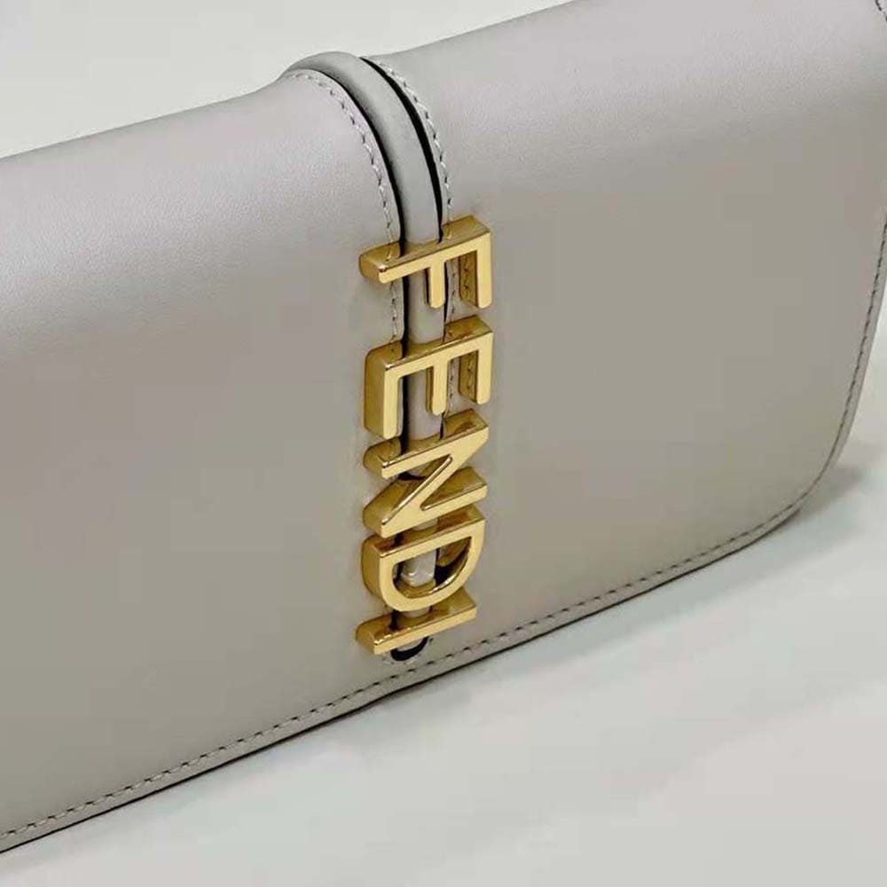 TÚI Fendi Women Fendigraphy Phone Pouch White Leather Wallet