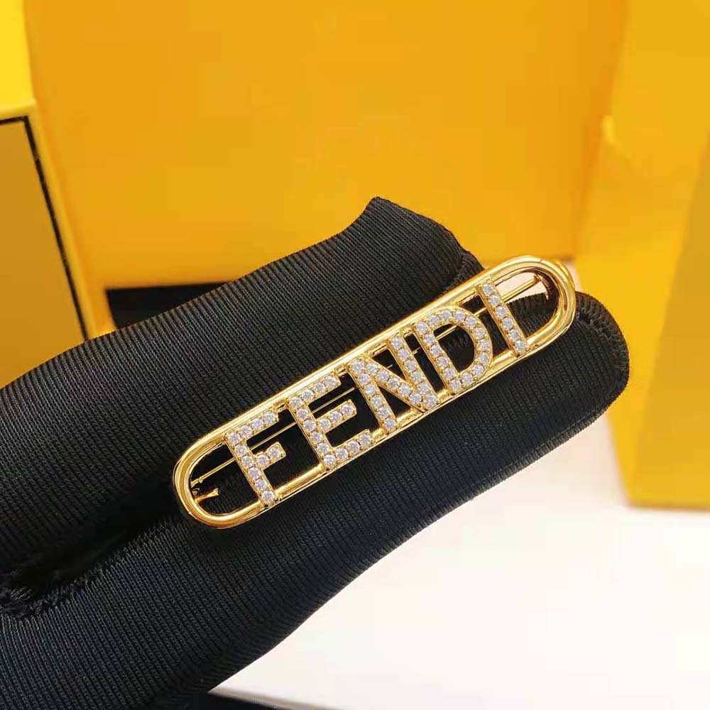 Cài áo Fendi Fendigraphy Brooch Gold Coloured