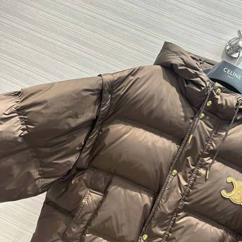 ÁO Celine Women Triomphe Cropped Down Jacket in Lightweight Nylon