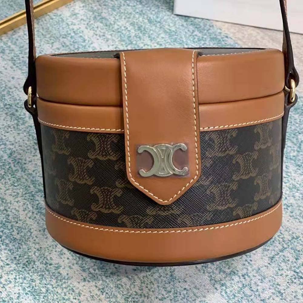 TÚI Celine Women Medium Tambour Bag in Triomphe Canvas