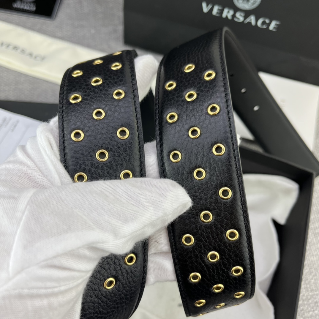 DÂY LƯNG VERSACE MEDUSA HEAD CALFSKIN LEATHER Khóa vàng