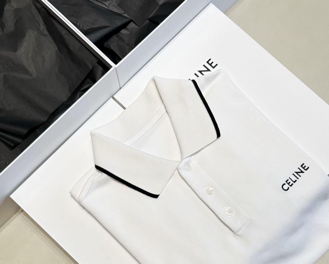 ÁO CELINE LOGO POLO SHIRT WHITE