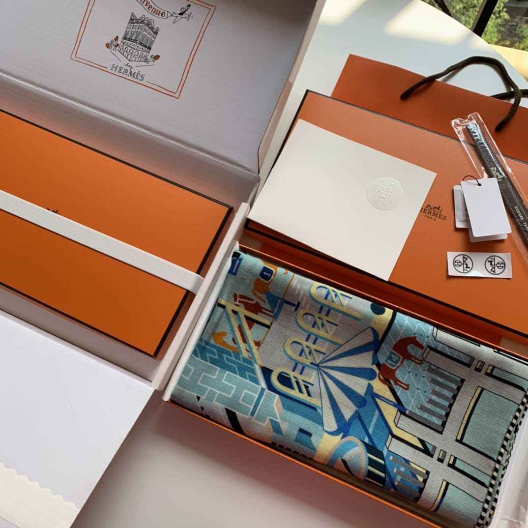 KHĂN HERMES H Family cashmere scarf