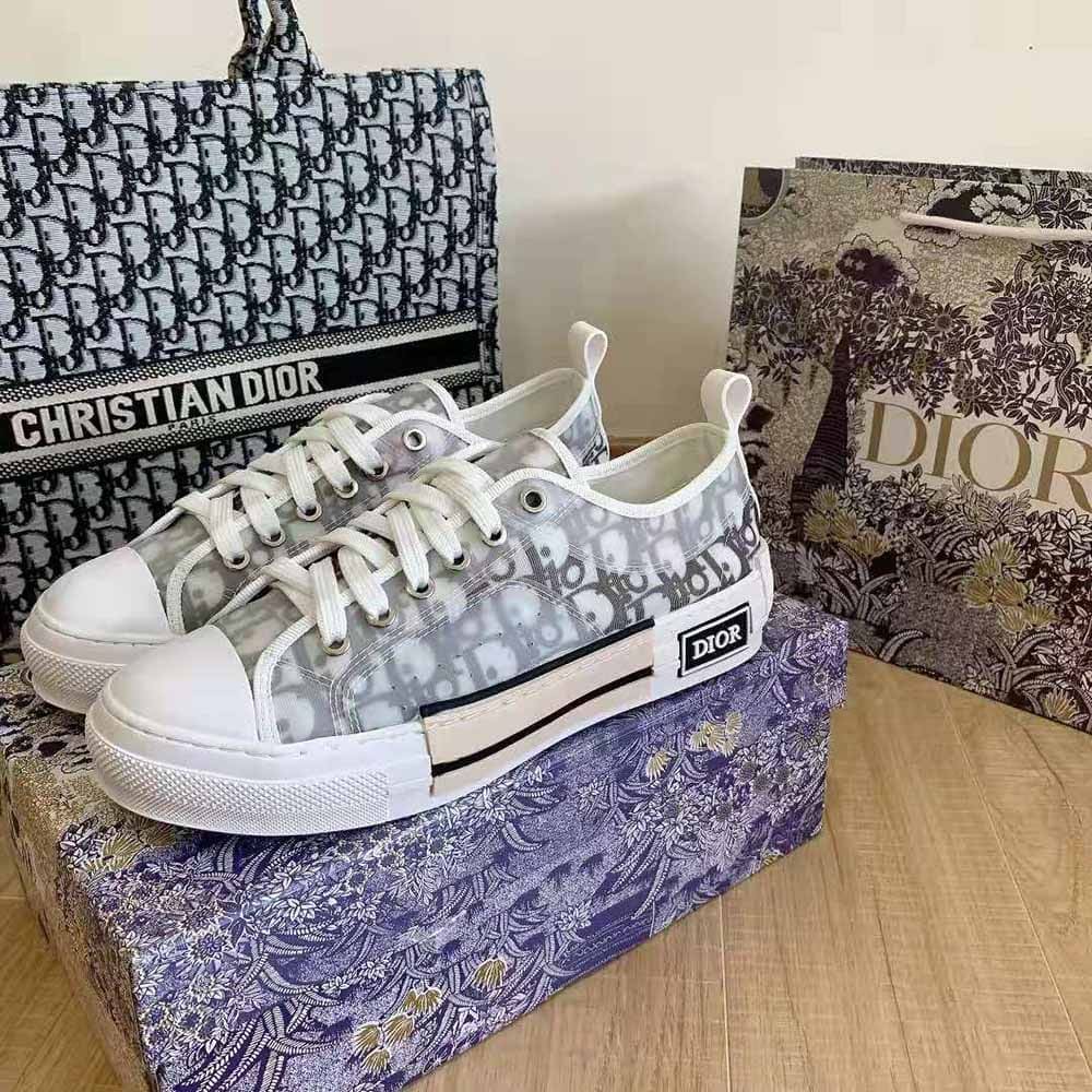 GIÀY DIOR B23 Low-Top Sneaker White and Black Dior Oblique Canvas