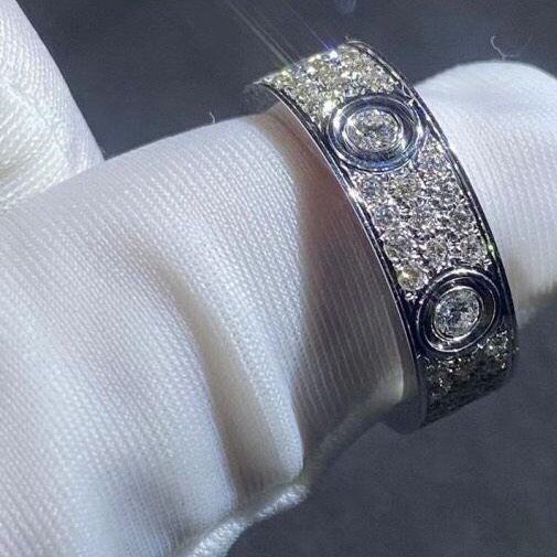 NHẪN CARTIER LOVE RING DIAMOND PAVED GOLD 18K WHITE GOLD