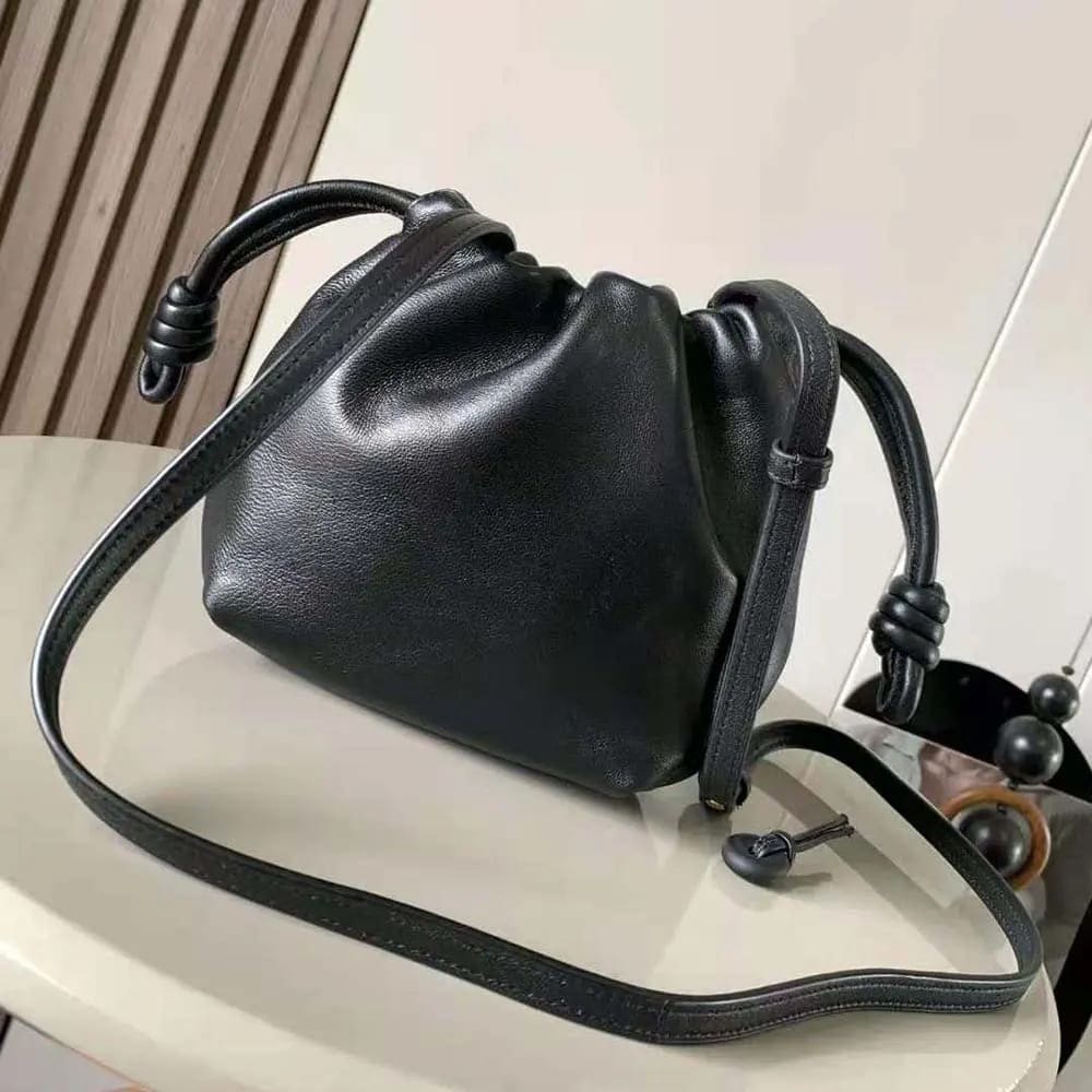 TÚI LOEWE Women Mini Flamenco Purse Bag in Mellow Nappa Lambskin-Black