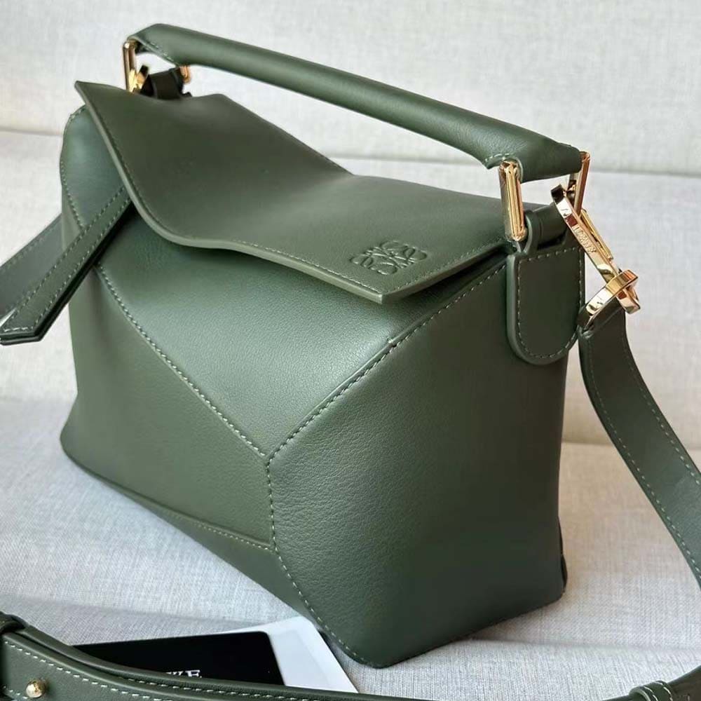 Túi Loewe Unisex Small Puzzle Bag in Classic Calfskin-Green