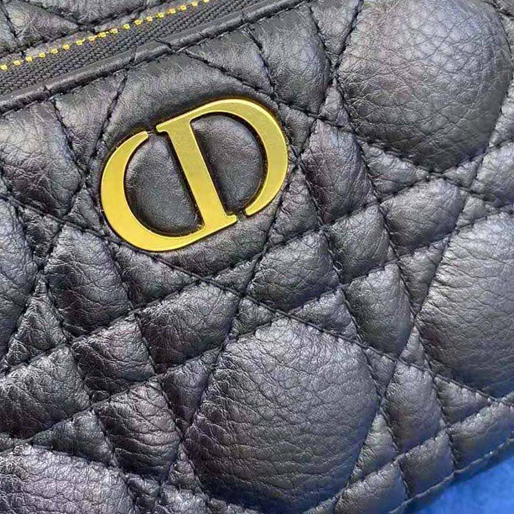 TÚI Dior Women Caro Double Pouch Black Supple Cannage Calfskin