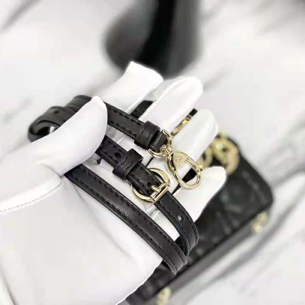 TÚI Dior Women Micro Lady Dior Bag Black Cannage Lambskin