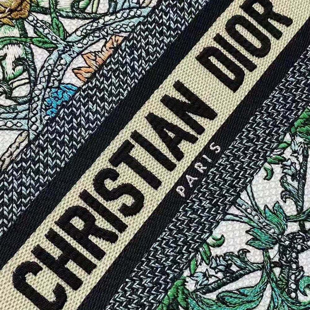 TÚI Dior Women Medium Dior Book Tote White Multicolor Étoile de Voyage Embroidery