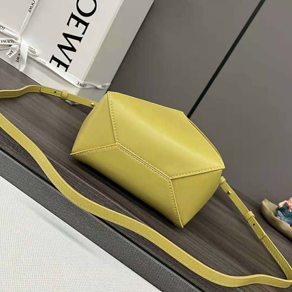TÚI Loewe Unisex Mini Puzzle Fold Tote in Shiny Calfskin-Yellow