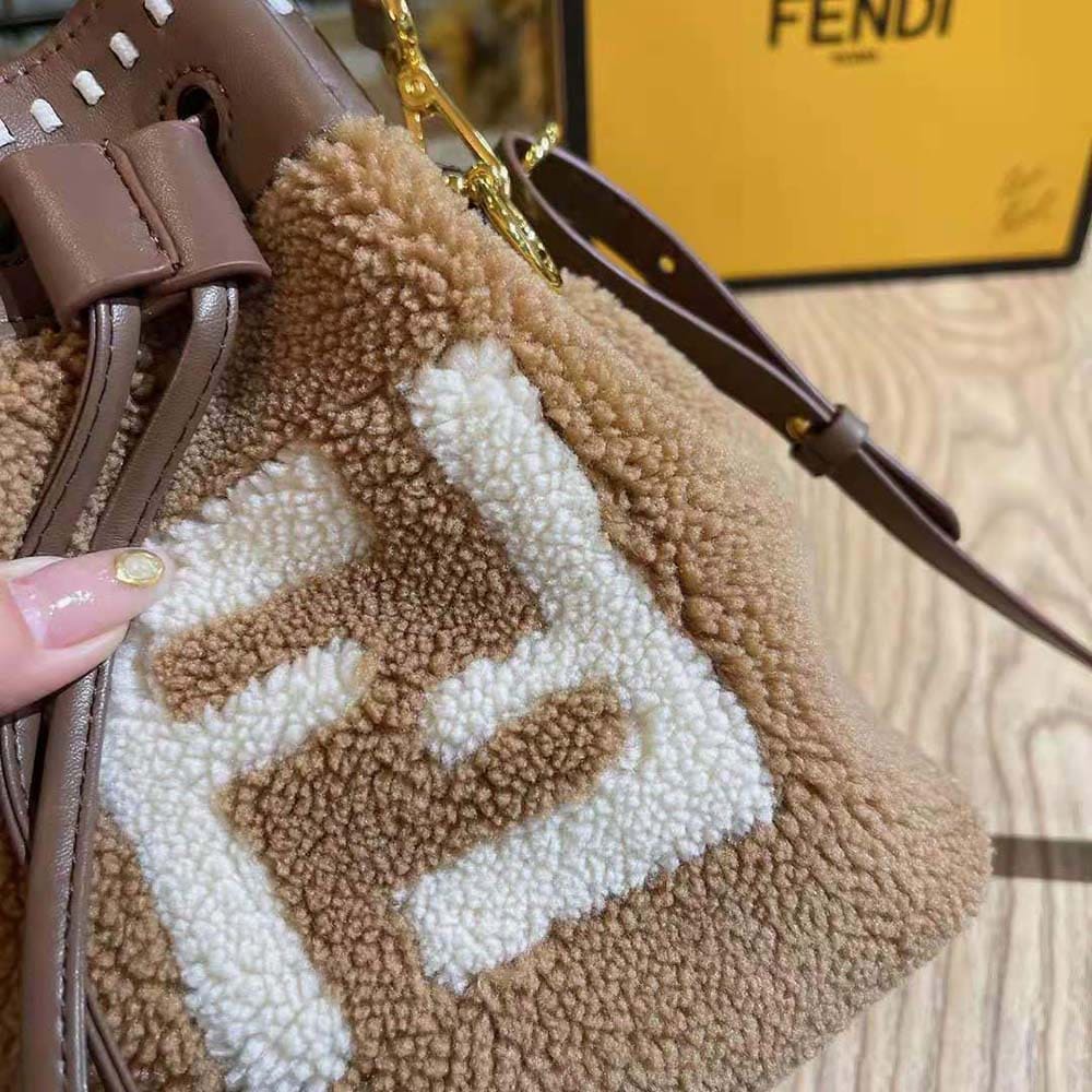 TÚI Fendi Women Mon Tresor Mini-Bag in Brown Sheepskin