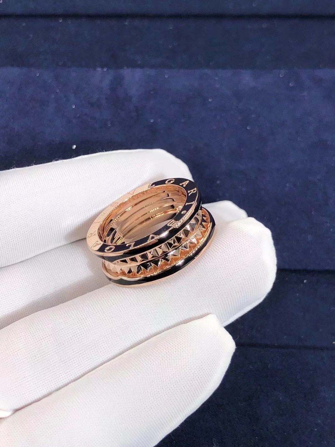 NHẪN BVLGARI B.zero1 Rock 2-band Ring in 18kt Rose Gold with Studded