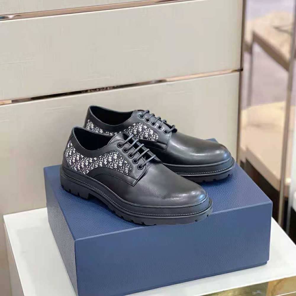 GIÀY DIOR Explorer Derby Da bê đen mịn