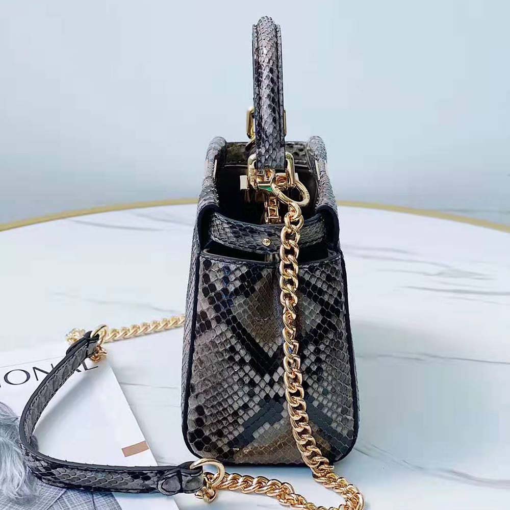 TÚI Fendi Women Peekaboo Iconic Mini Gray Python Bag