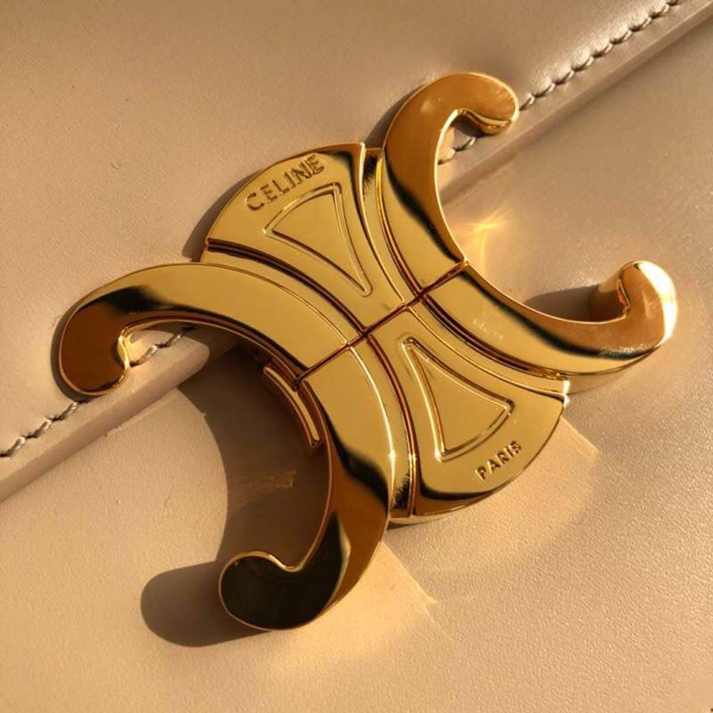 TÚI Celine Women Teen Triomphe Bag in Shiny Calfskin-Sandy