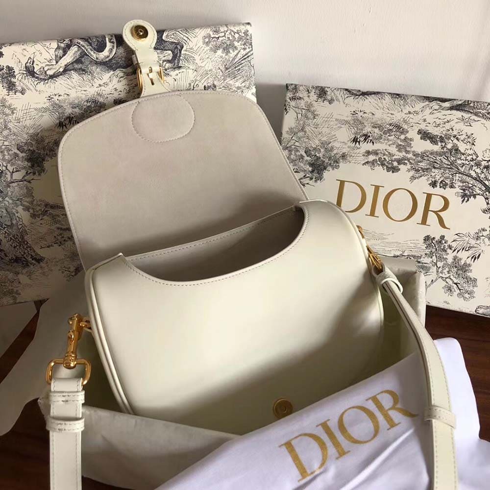 TÚI Dior Women Medium Dior Bobby Bag Denim Box Calfskin-White Top Quality